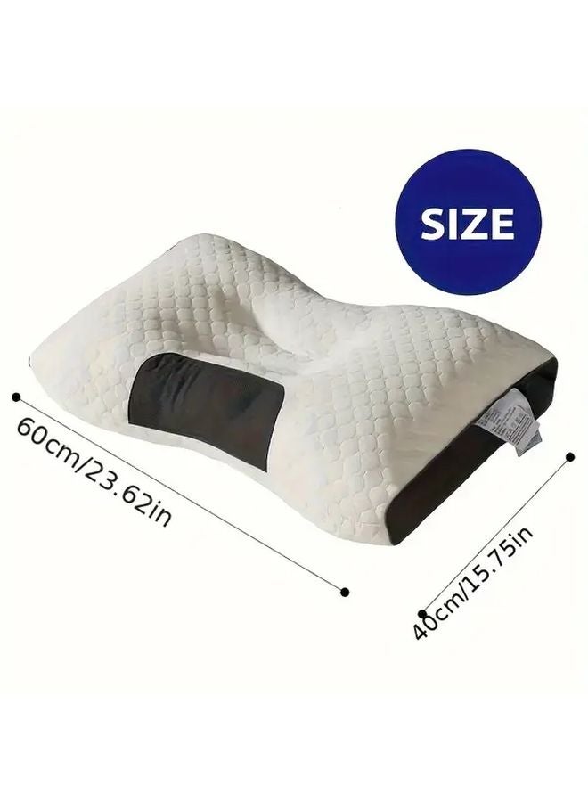 White Ergonomic Neck Pillow 2pcs Adjustable Contour Support Removable Cover Machine Washable - Image 4